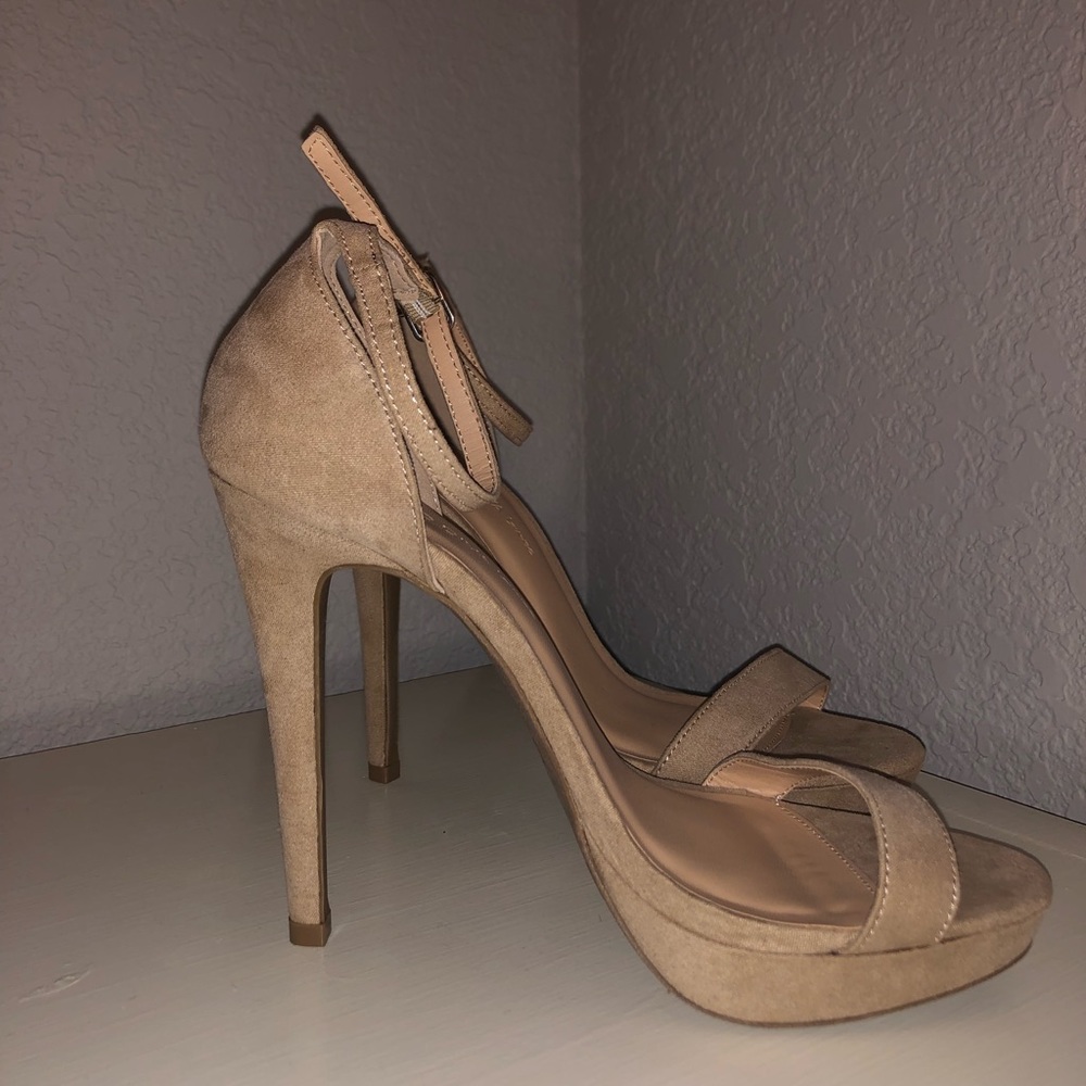 Nude suede heels